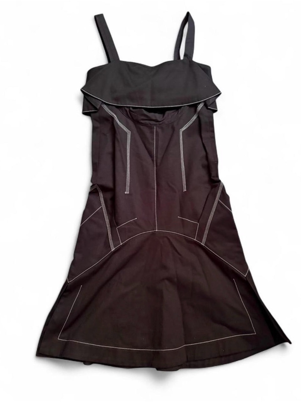 Proenza Schouler Black Midi Dress with White Contrast Stitching